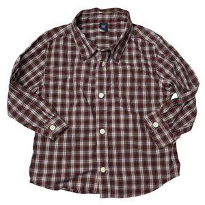 Baby Gap Plaid Shirt Boys Red Plaid Long Sleeve Cotton Button Down Size 3 Years